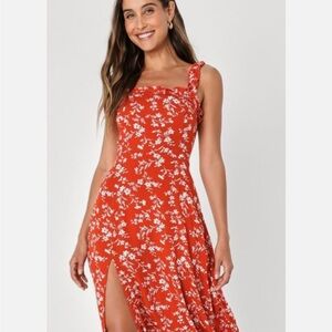 Floral Red Women's Dress
